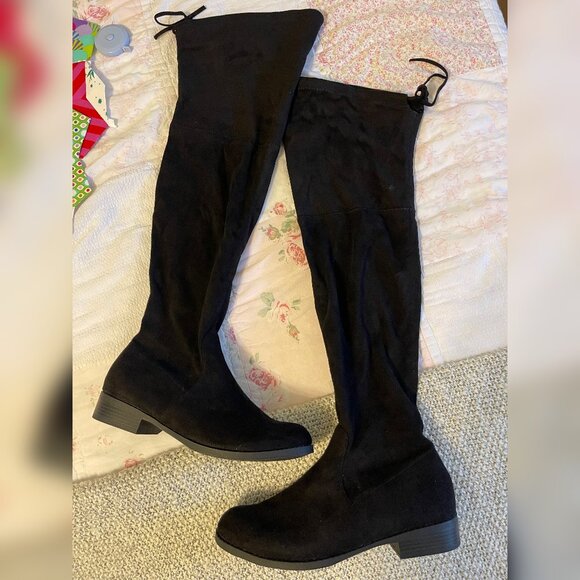Black Over knee tall slouch boots  Women's Sz 10 - Picture 2 of 5